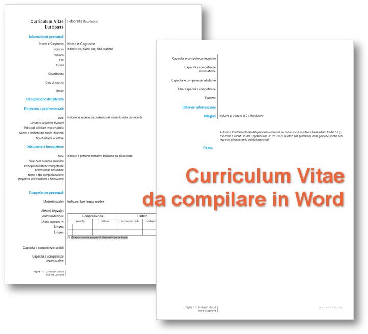 Curriculum 2021 Da Compilare In Word Gratis Curriculum Vincente