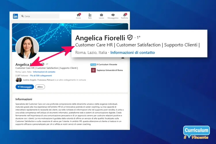 headline titolo profilo linkedin